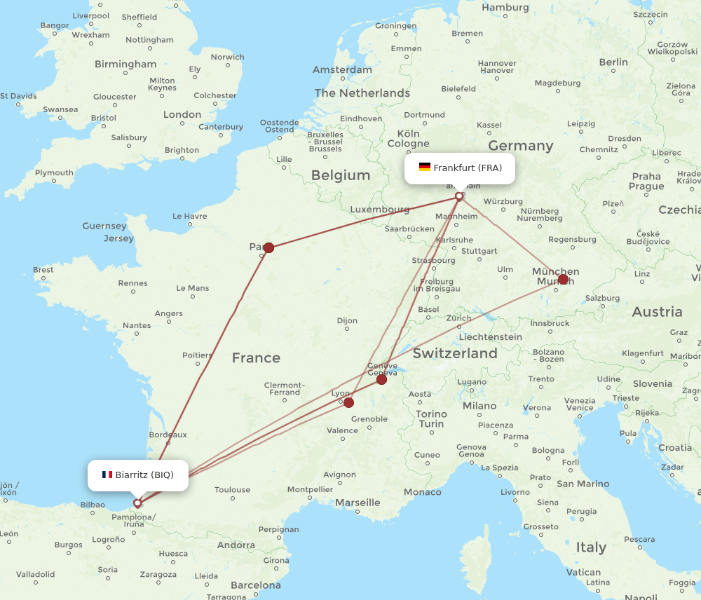 FRA-BIQ flight routes