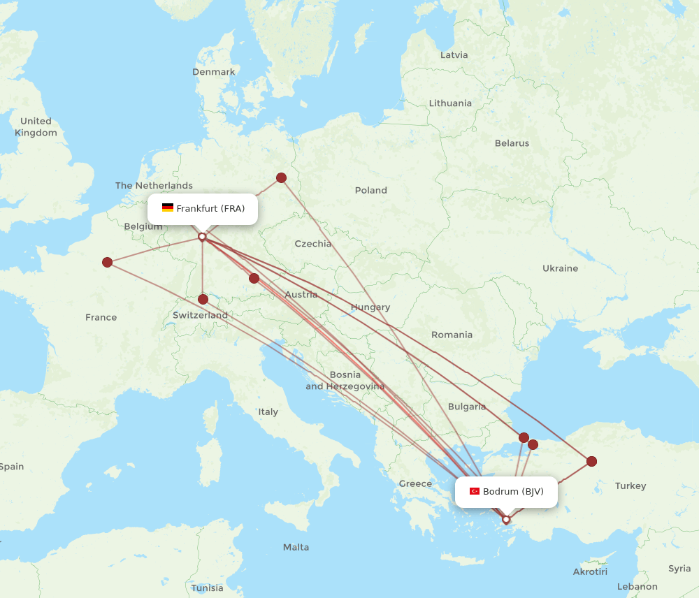 FRA-BJV flight routes