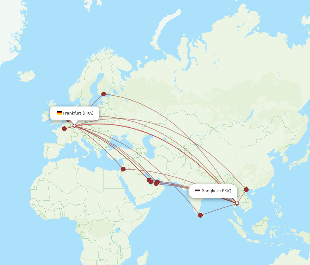 FRA-BKK flight routes
