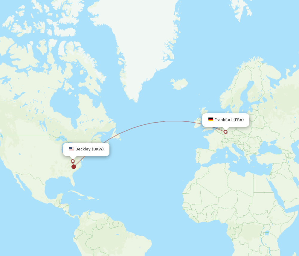 FRA to BKW flights and routes map