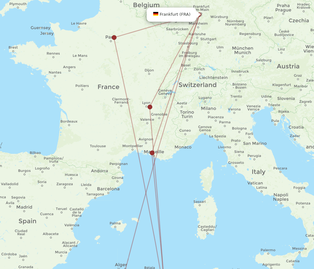 FRA-BLJ flight routes