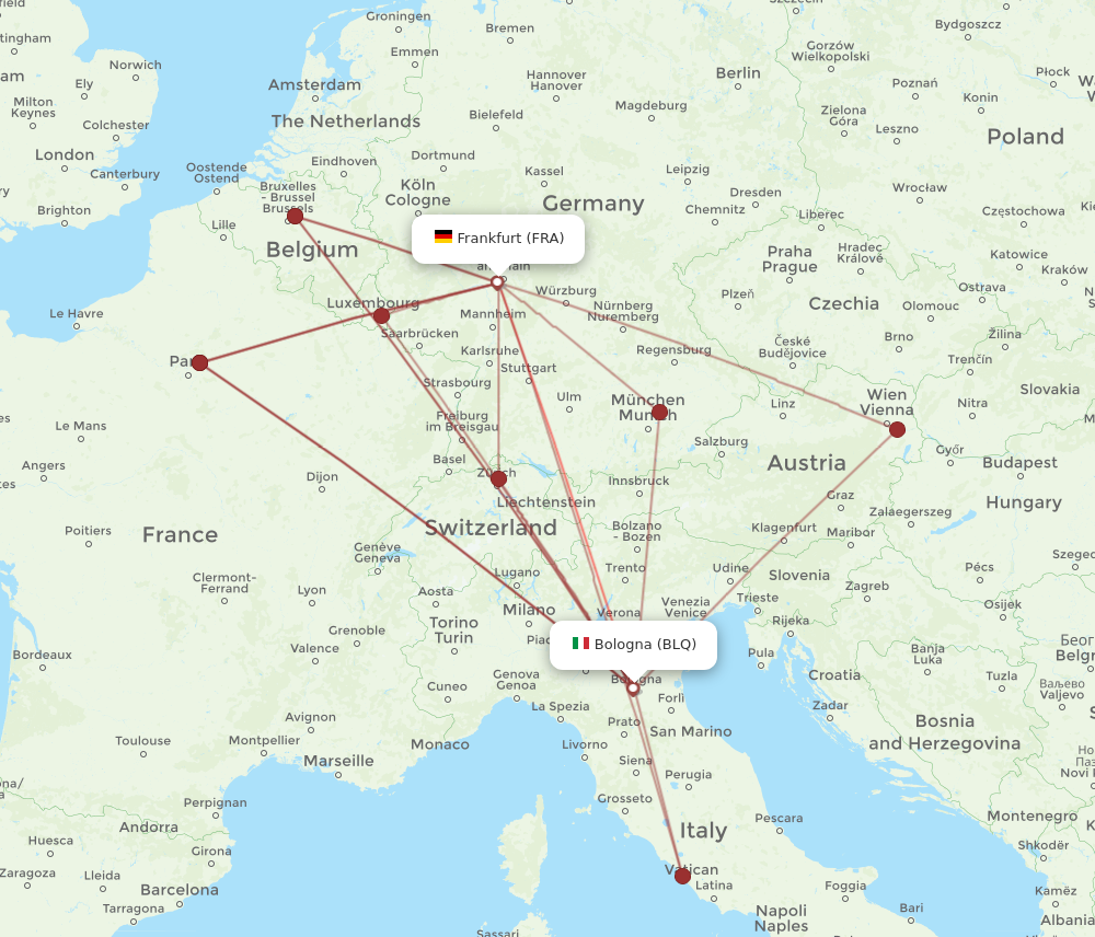 FRA to BLQ flights and routes map