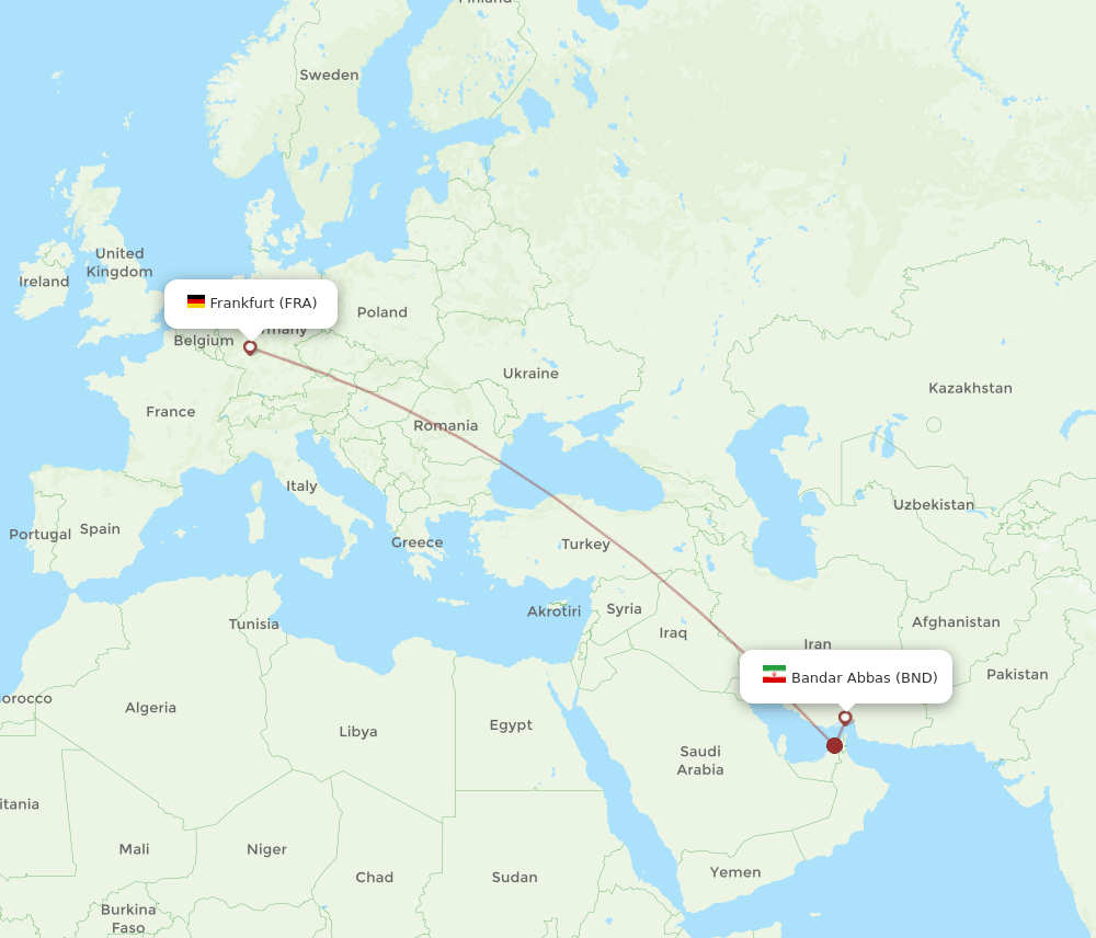 FRA to BND flights and routes map