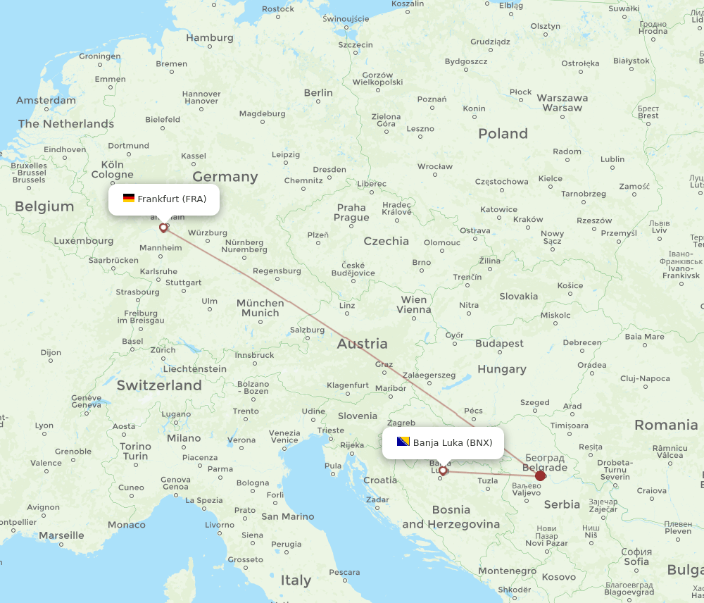 FRA-BNX flight routes