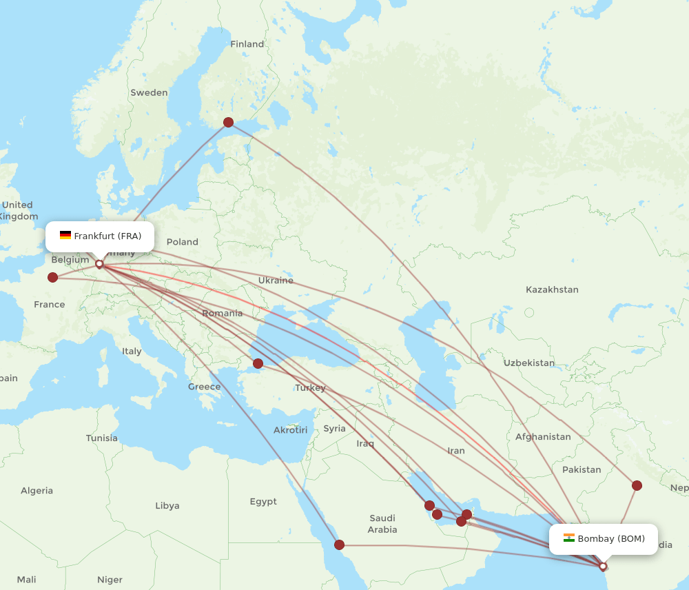 FRA-BOM flight routes