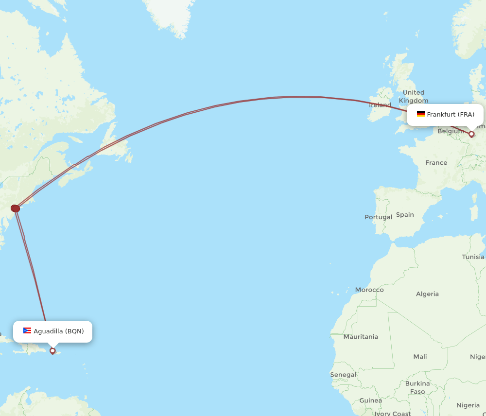 FRA-BQN flight routes