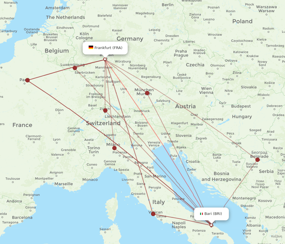 FRA-BRI flight routes