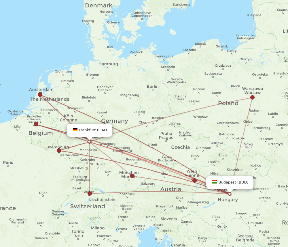 FRA-BUD flight routes