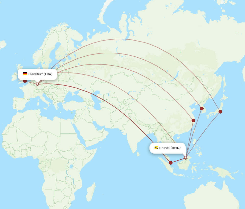 FRA-BWN flight routes