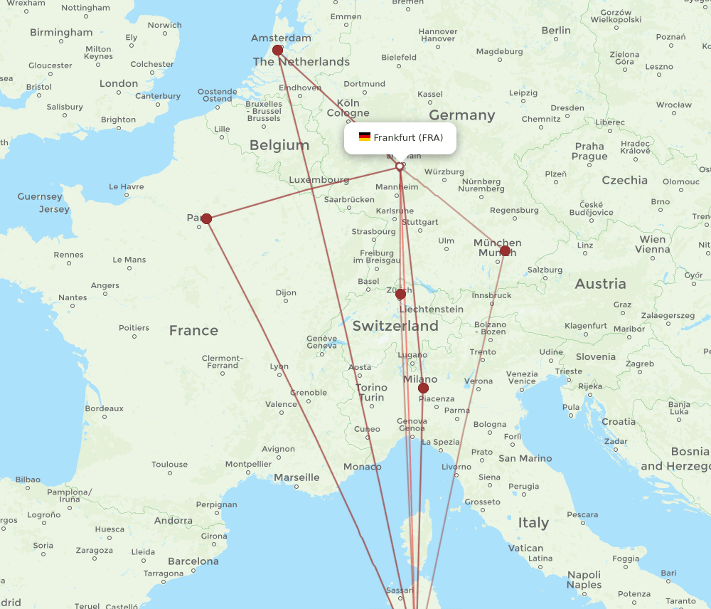 FRA-CAG flight routes