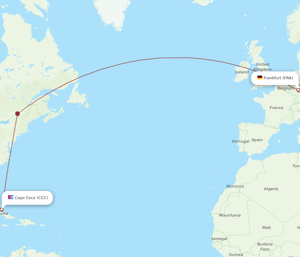 FRA to CCC flights and routes map