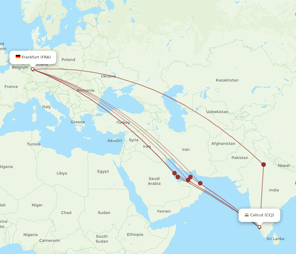 FRA-CCJ flight routes
