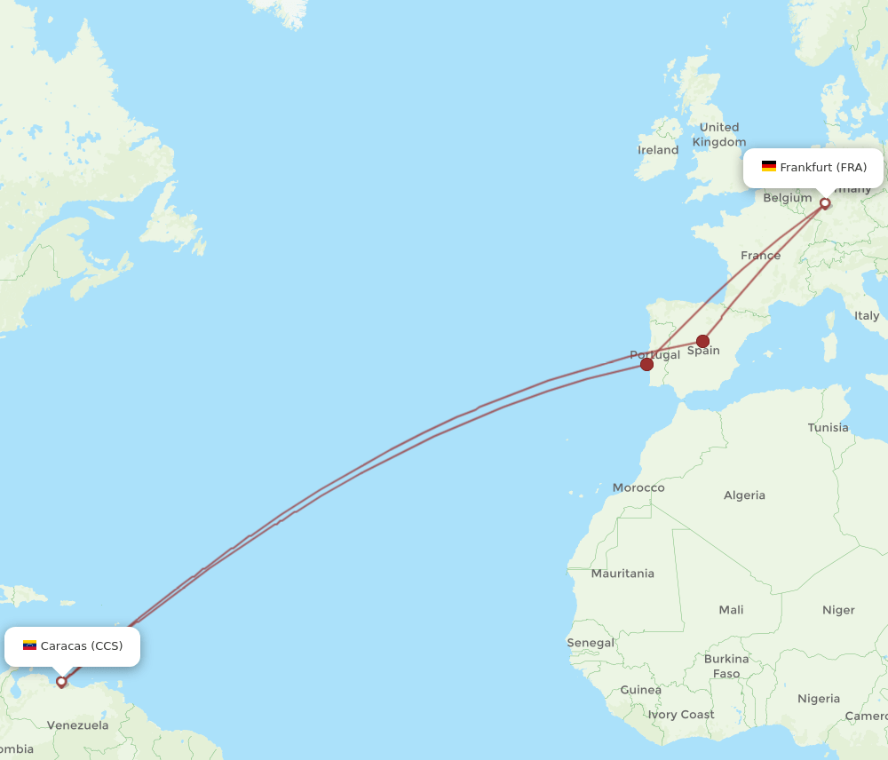 FRA-CCS flight routes