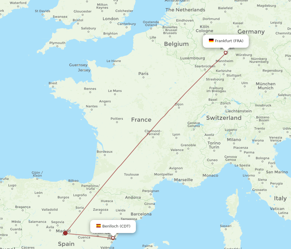FRA-CDT flight routes