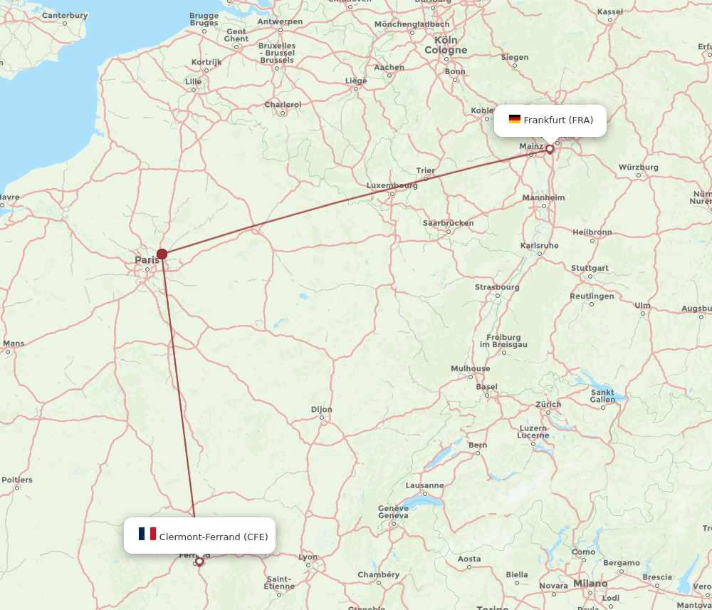 FRA-CFE flight routes