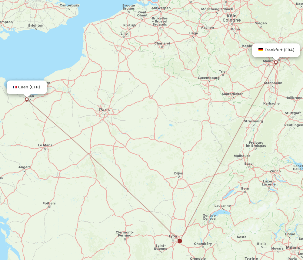 FRA-CFR flight routes