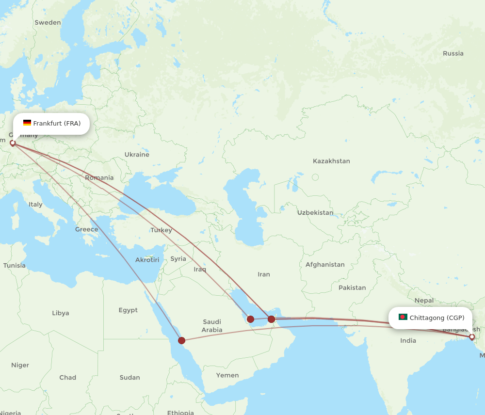 FRA-CGP flight routes