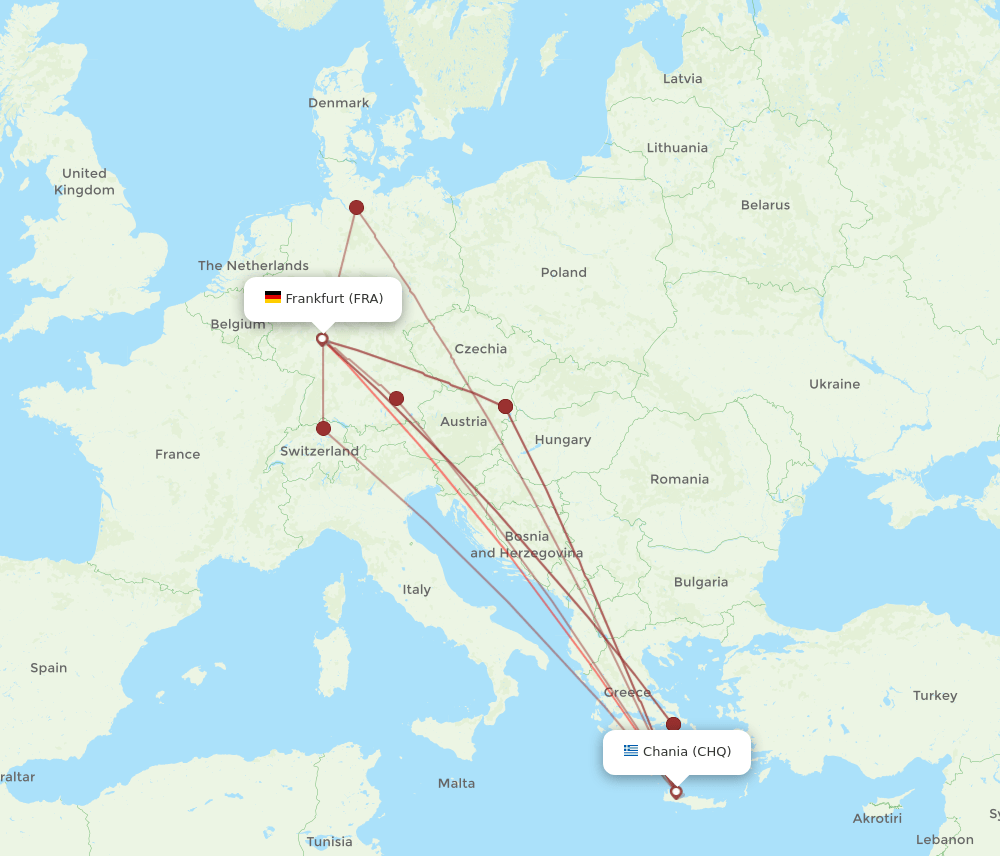 FRA-CHQ flight routes
