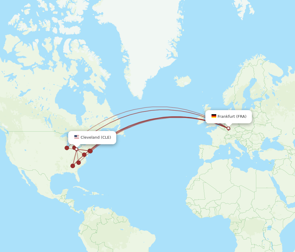 FRA-CLE flight routes