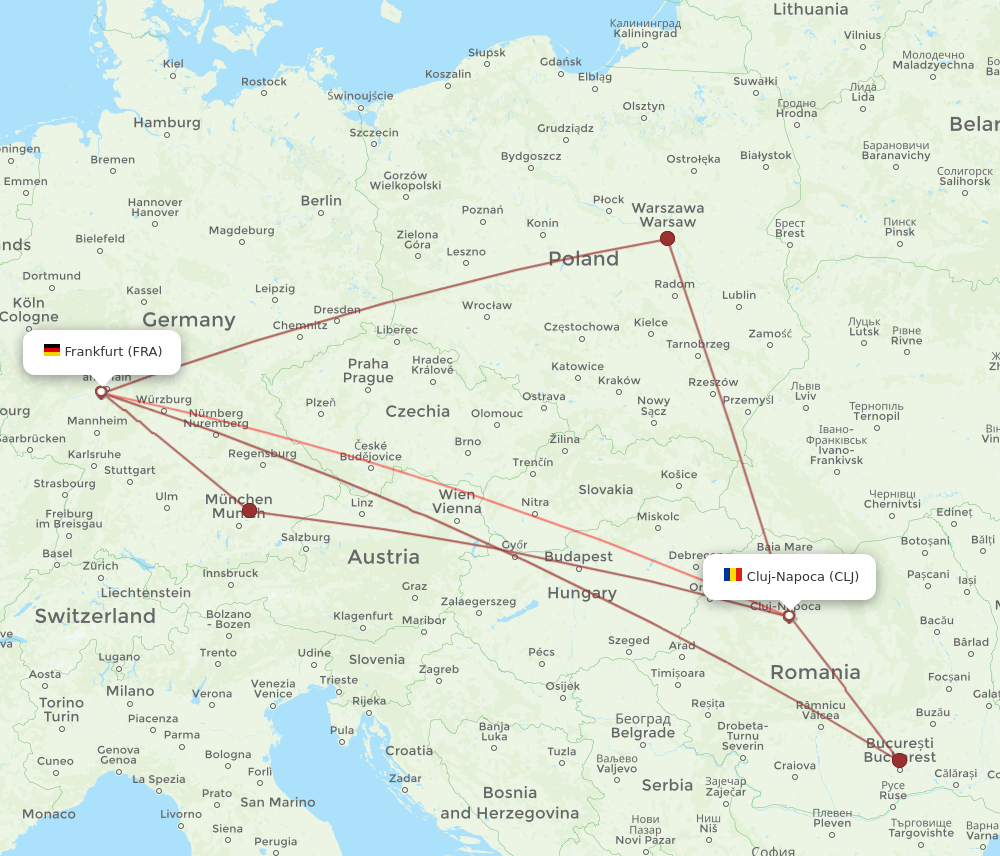 FRA-CLJ flight routes