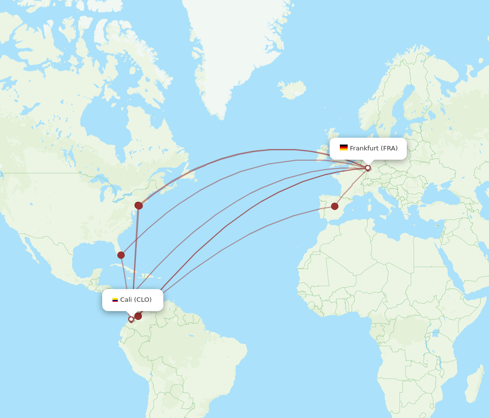 FRA-CLO flight routes