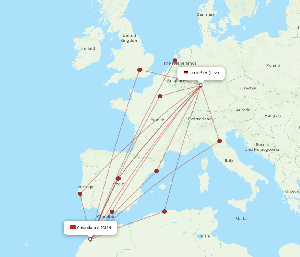 FRA-CMN flight routes
