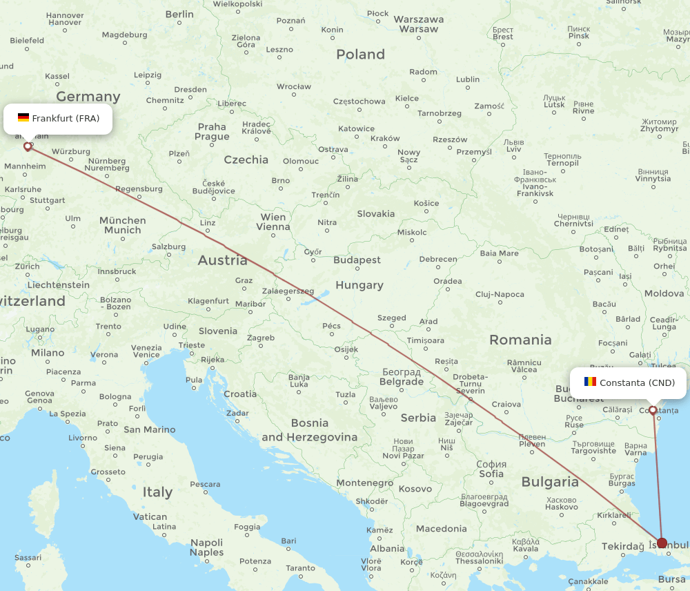 FRA-CND flight routes