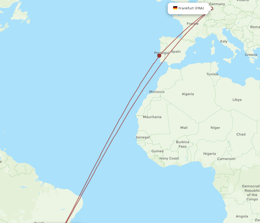 FRA to CNF flights and routes map