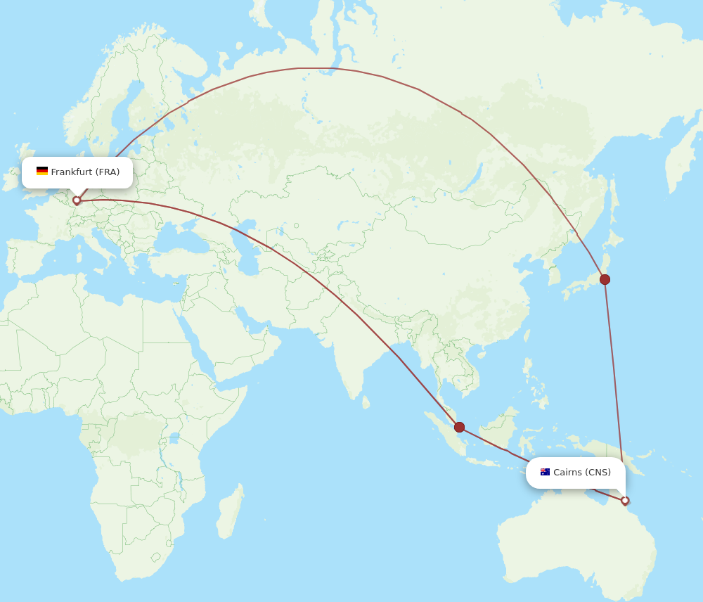 FRA to CNS flights and routes map