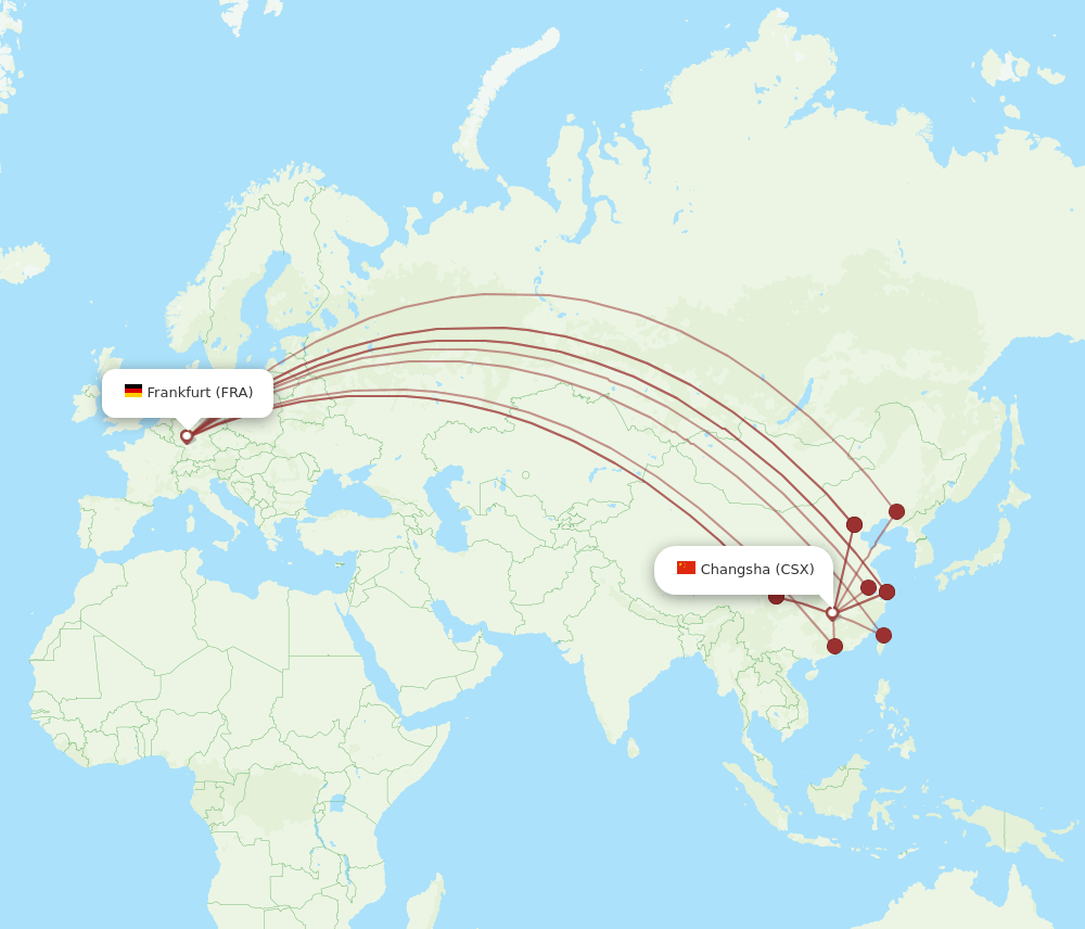 FRA-CSX flight routes