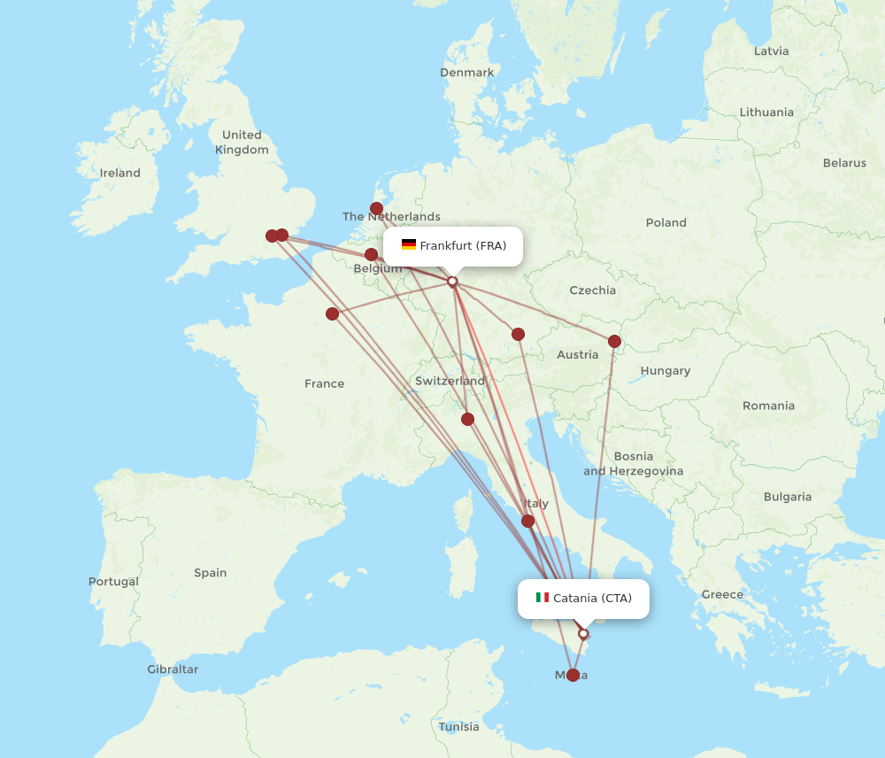 FRA-CTA flight routes