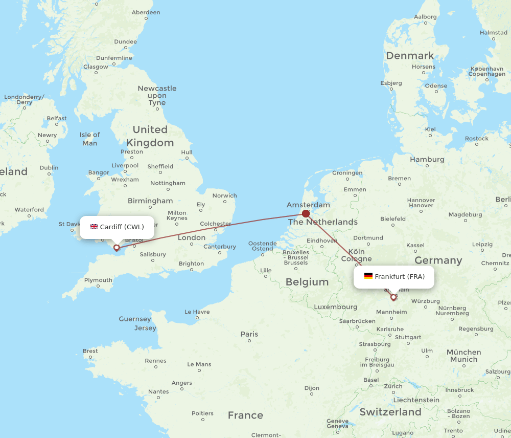 FRA-CWL flight routes