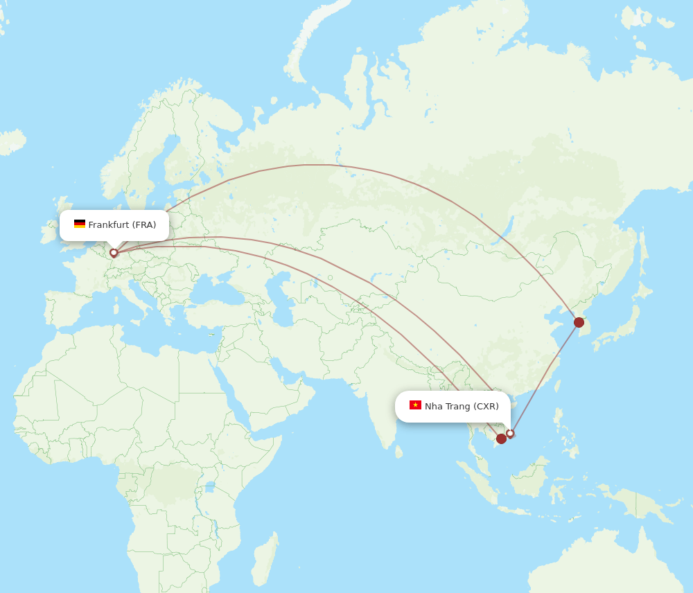 FRA-CXR flight routes