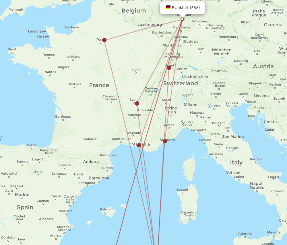 FRA-CZL flight routes