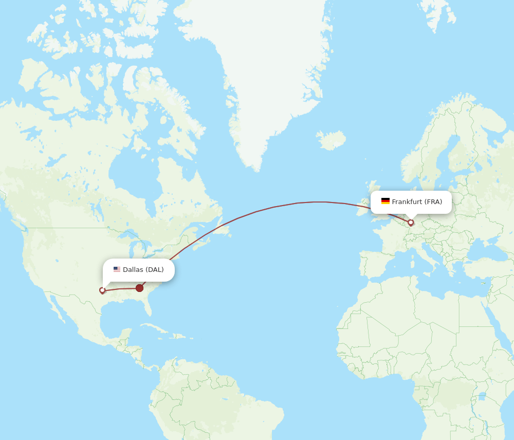 FRA-DAL flight routes