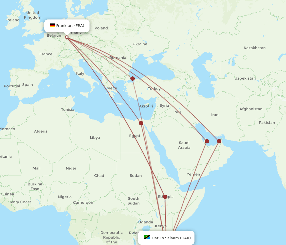FRA-DAR flight routes