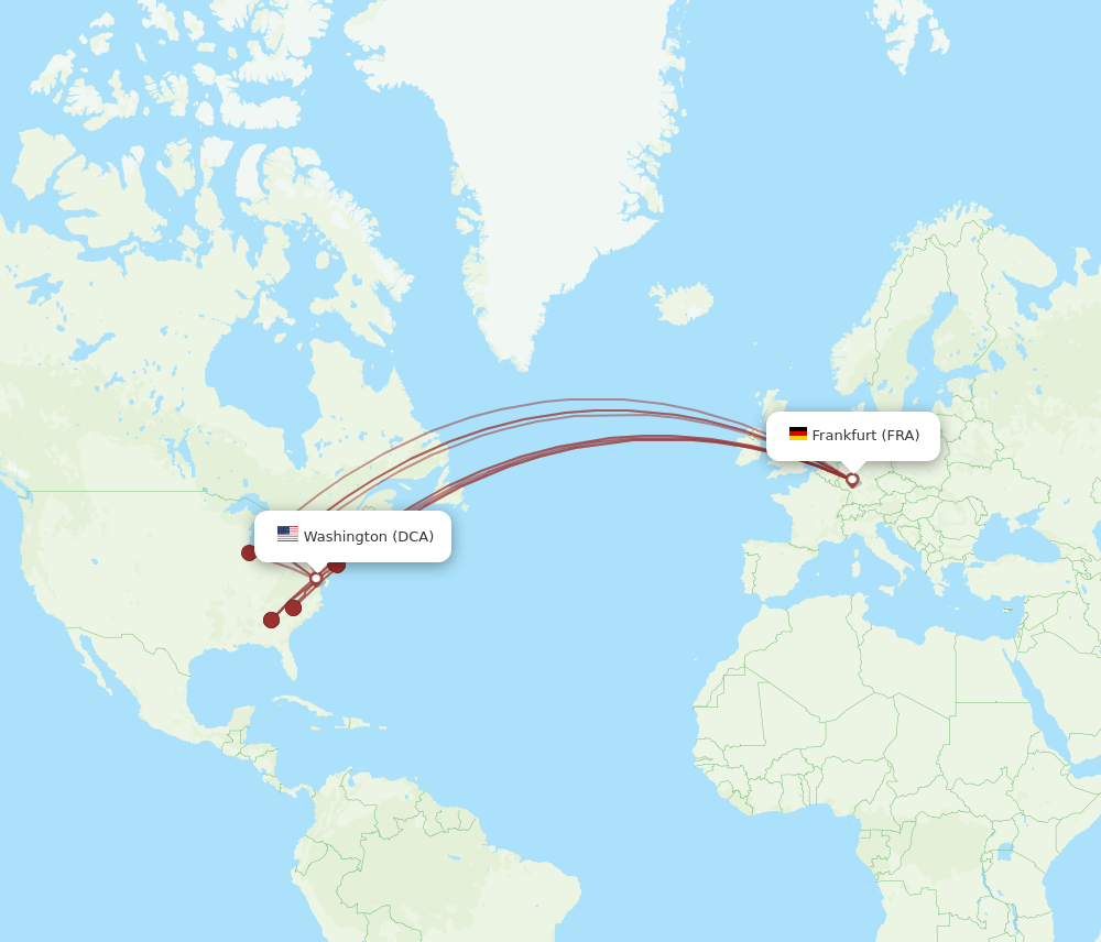 FRA-DCA flight routes