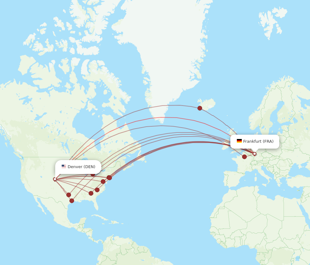 FRA to DEN flights and routes map
