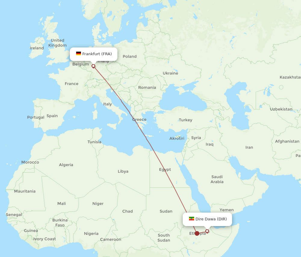 FRA-DIR flight routes