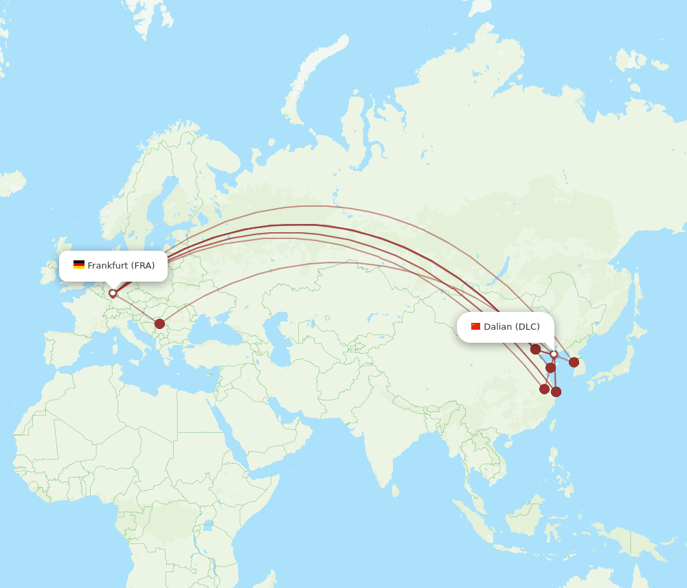 FRA-DLC flight routes