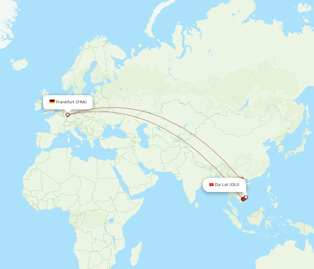 FRA-DLI flight routes