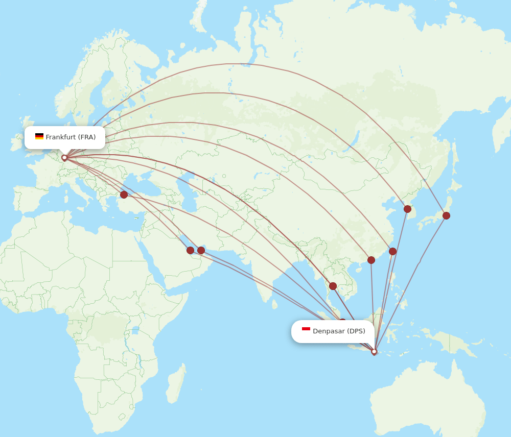 FRA to DPS flights and routes map