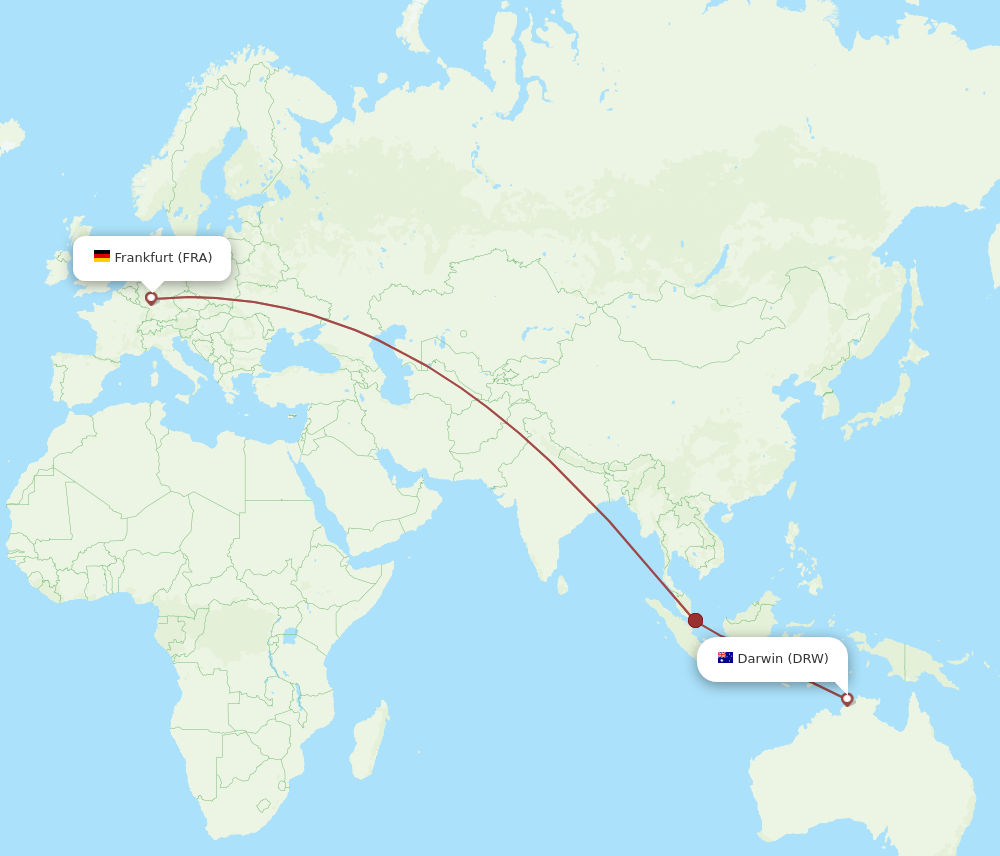 FRA to DRW flights and routes map