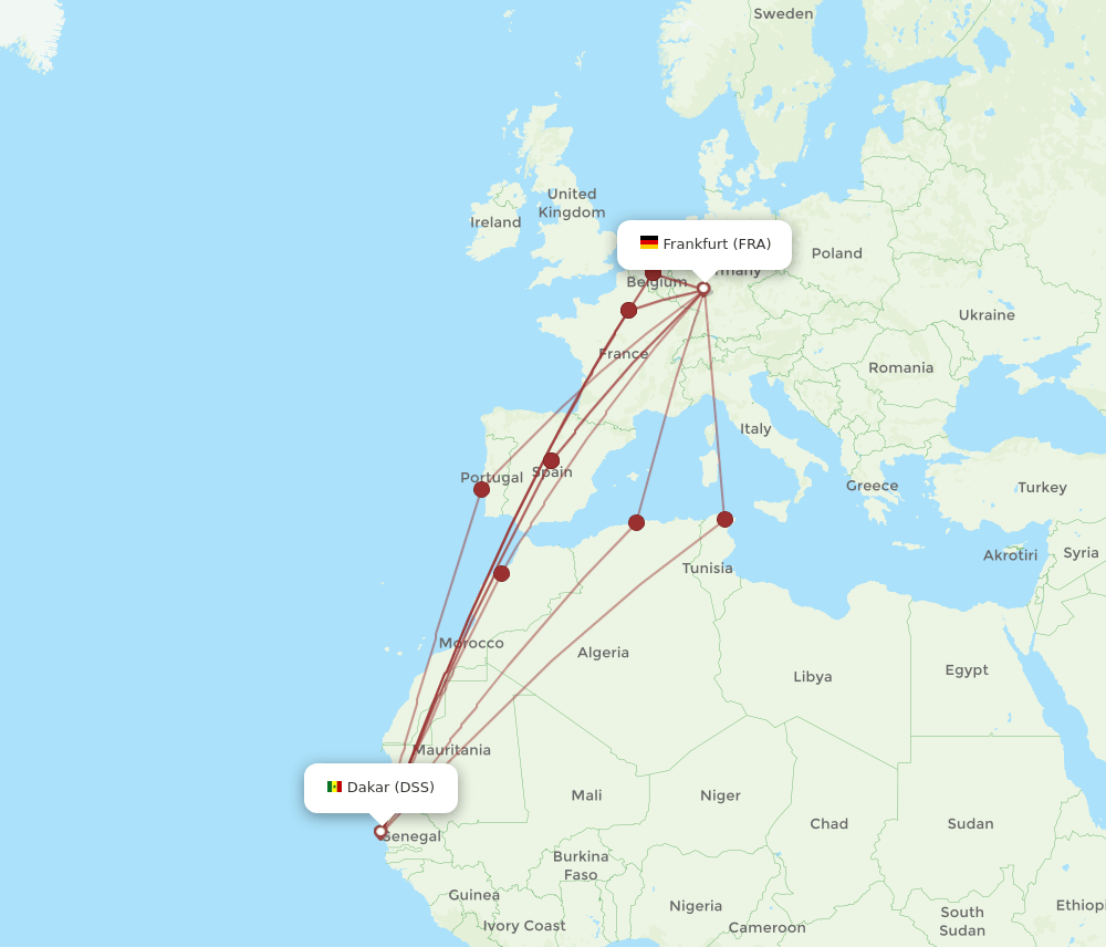 FRA-DSS flight routes