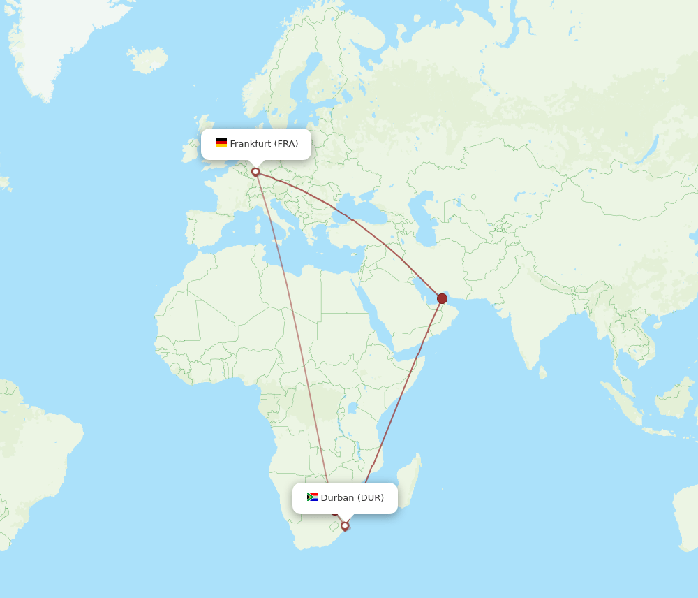 FRA-DUR flight routes