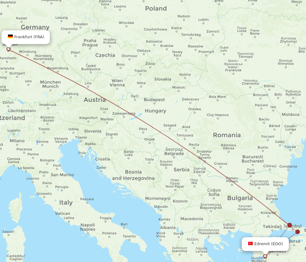 FRA-EDO flight routes