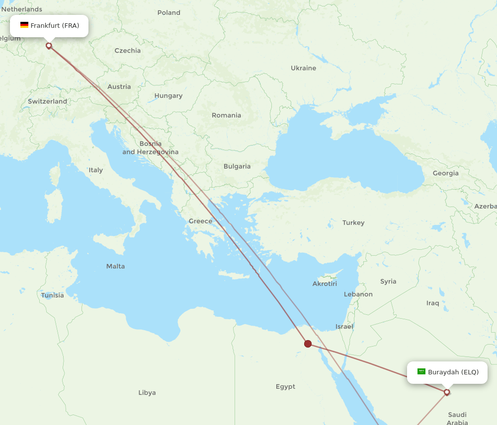 FRA to ELQ flights and routes map
