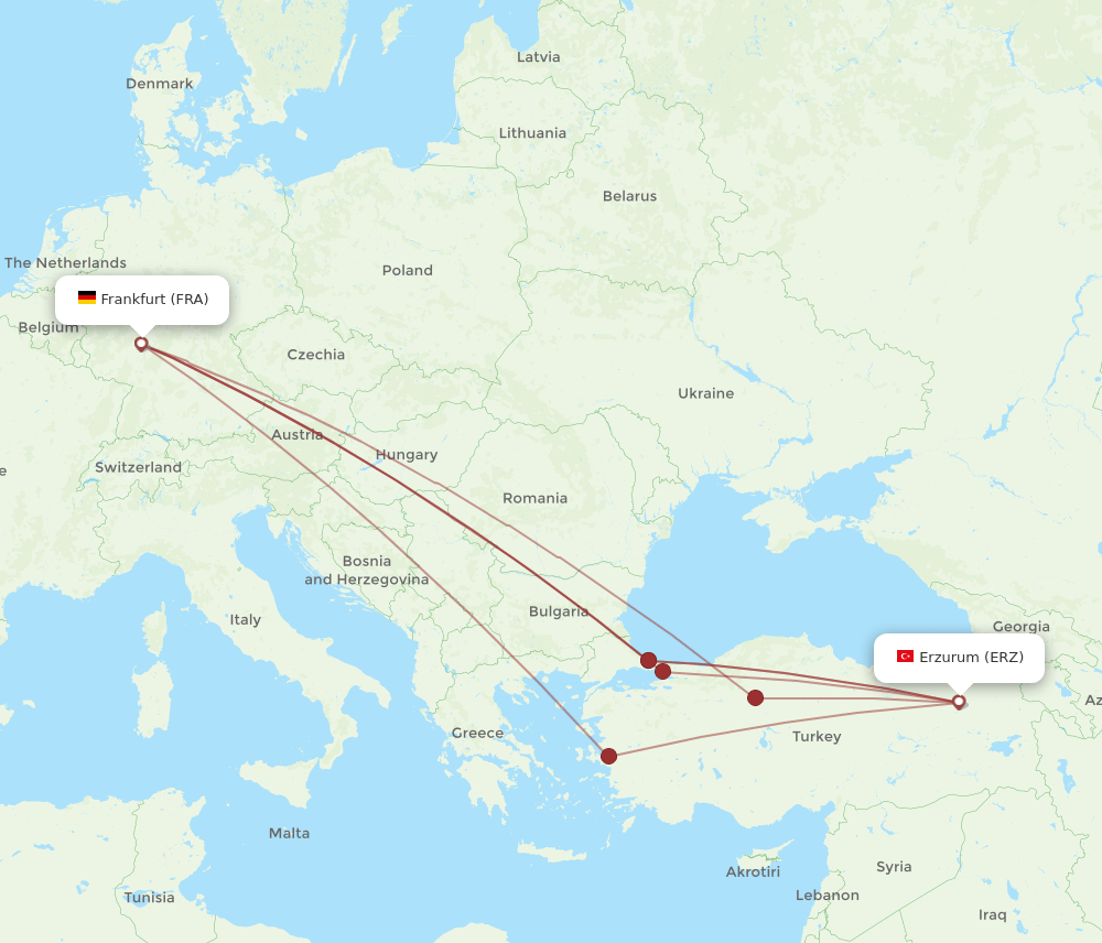 FRA-ERZ flight routes