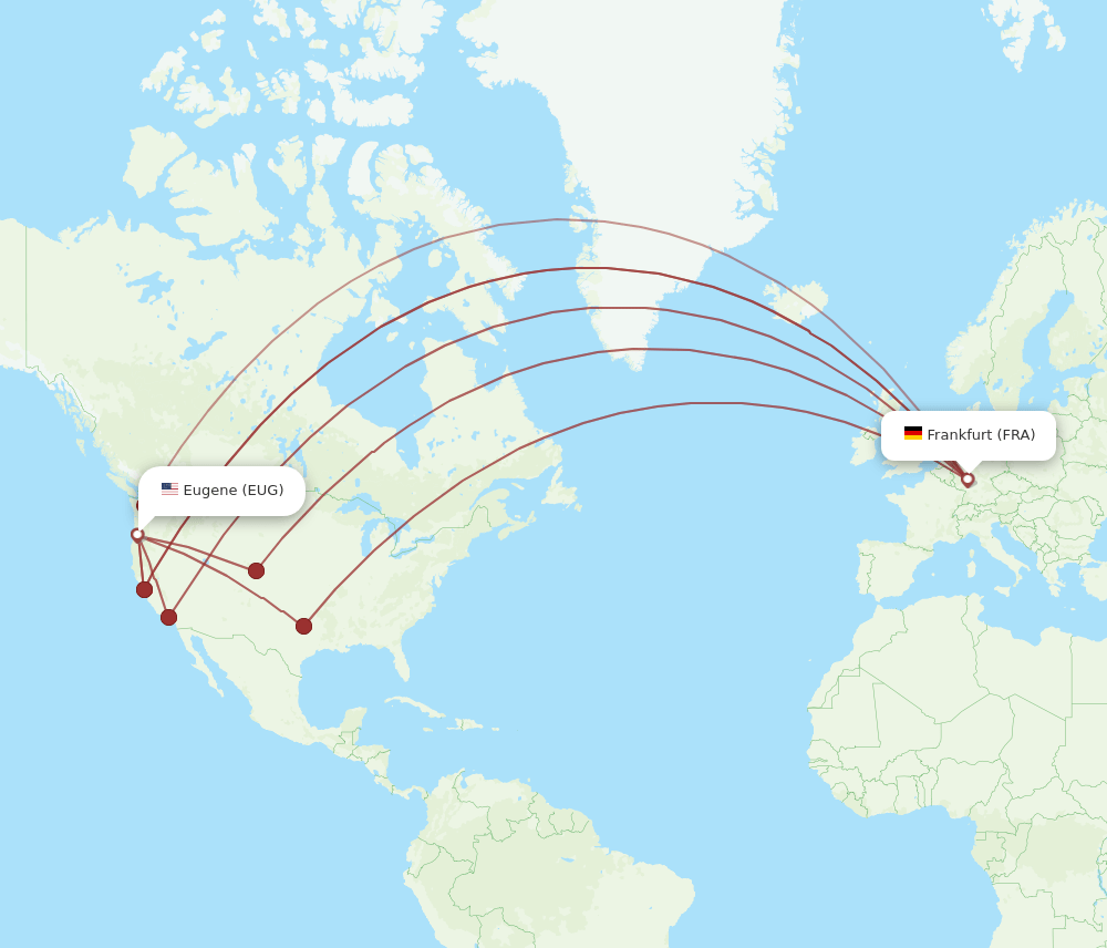 FRA to EUG flights and routes map