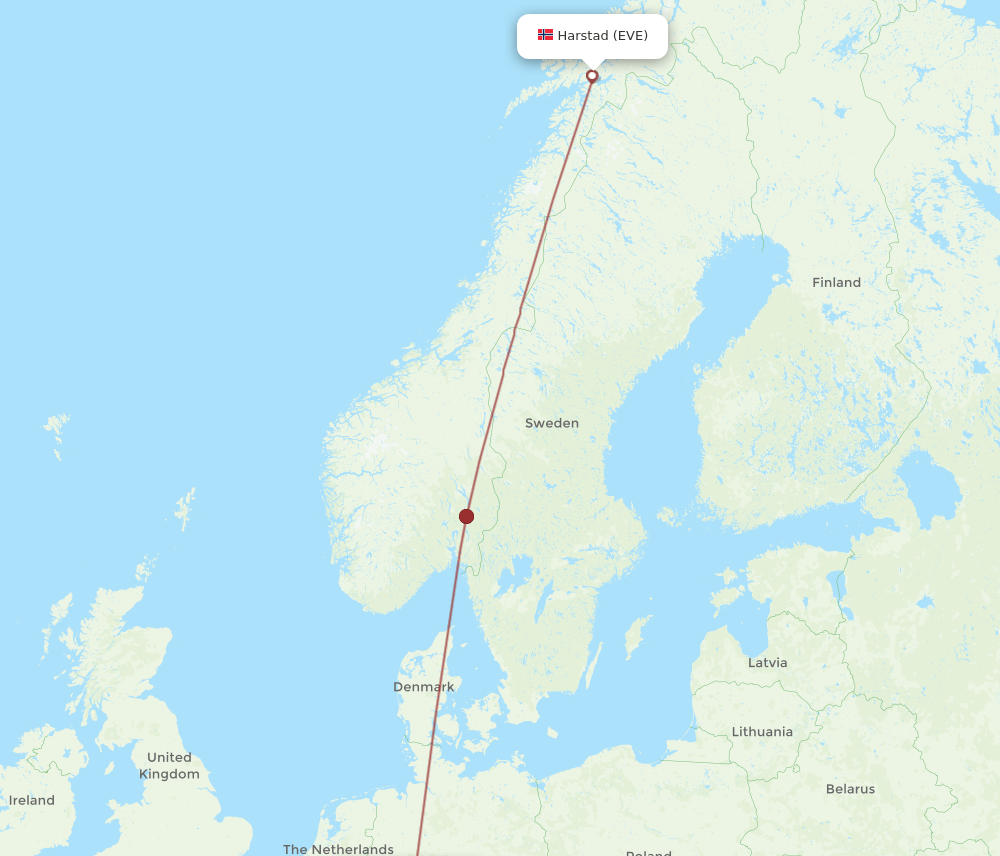 FRA-EVE flight routes